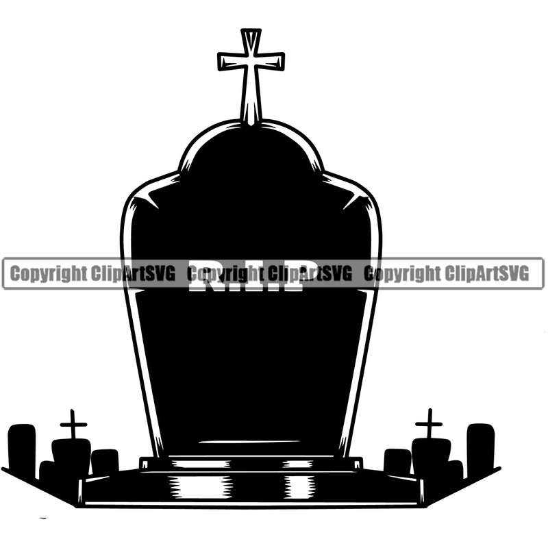 Mortuary Tombstone Rip Logo Design Element Science Funeral Burial Service Die Pass Away Cremate Cremation Death Morgue Autopsy Dead Body Corpse Cadaver Health Horror Logo Clipart SVG