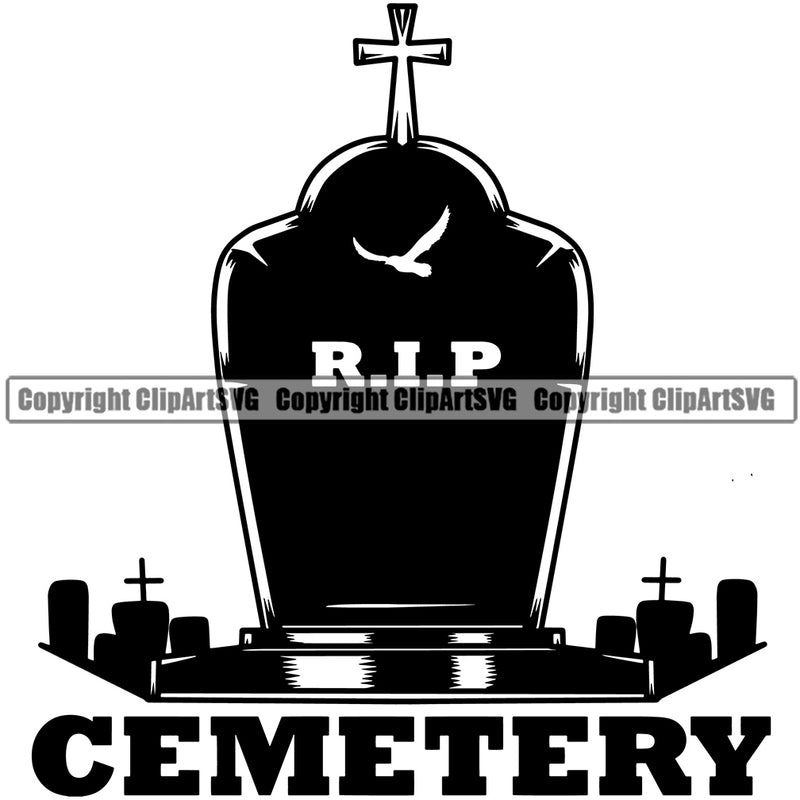 Cemetery Quote Mortuary Design Element Science Funeral Burial Service Die Pass Away Cremate Cremation Death Morgue Autopsy Dead Body Corpse Cadaver Health Horror Logo Clipart SVG
