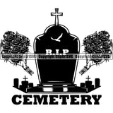 Cemetery  Mortuary Side Roses Design Element Science Funeral Burial Service Die Pass Away Cremate Cremation Death Morgue Autopsy Dead Body Corpse Cadaver Health Horror Logo Clipart SVG