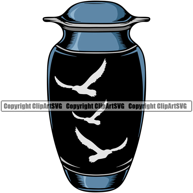 Mortuary Urn Blue Color Design Element Science Funeral Burial Service Die Pass Away Cremate Cremation Death Morgue Autopsy Dead Body Corpse Cadaver Health Horror Design Logo Clipart SVG