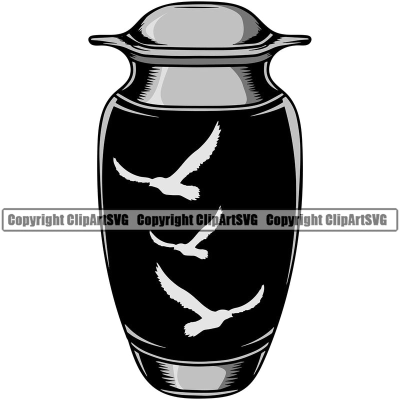 Mortuary Urn Gray Color Vector Design Element Science Funeral Burial Service Die Pass Away Cremate Cremation Death Morgue Autopsy Dead Body Corpse Cadaver Health Horror Logo Clipart SVG