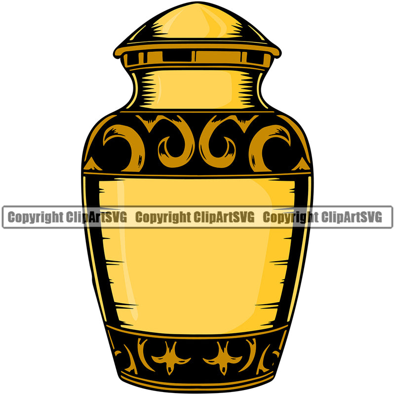 Mortuary Urn Yellow Color Vector Design Element Science Funeral Burial Service Die Pass Away Cremate Cremation Death Morgue Autopsy Dead Body Corpse Cadaver Health Horror Logo Clipart SVG