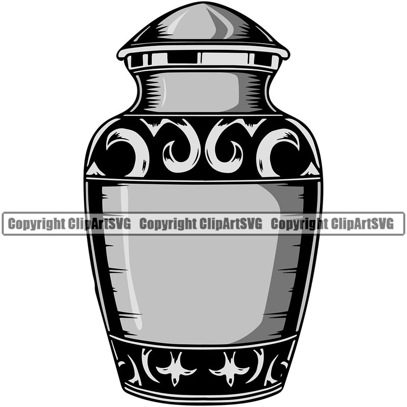 Mortuary Urn Vector Color Design Element Science Funeral Burial Service Die Pass Away Cremate Cremation Death Morgue Autopsy Dead Body Corpse Cadaver Health Horror Logo Clipart SVG