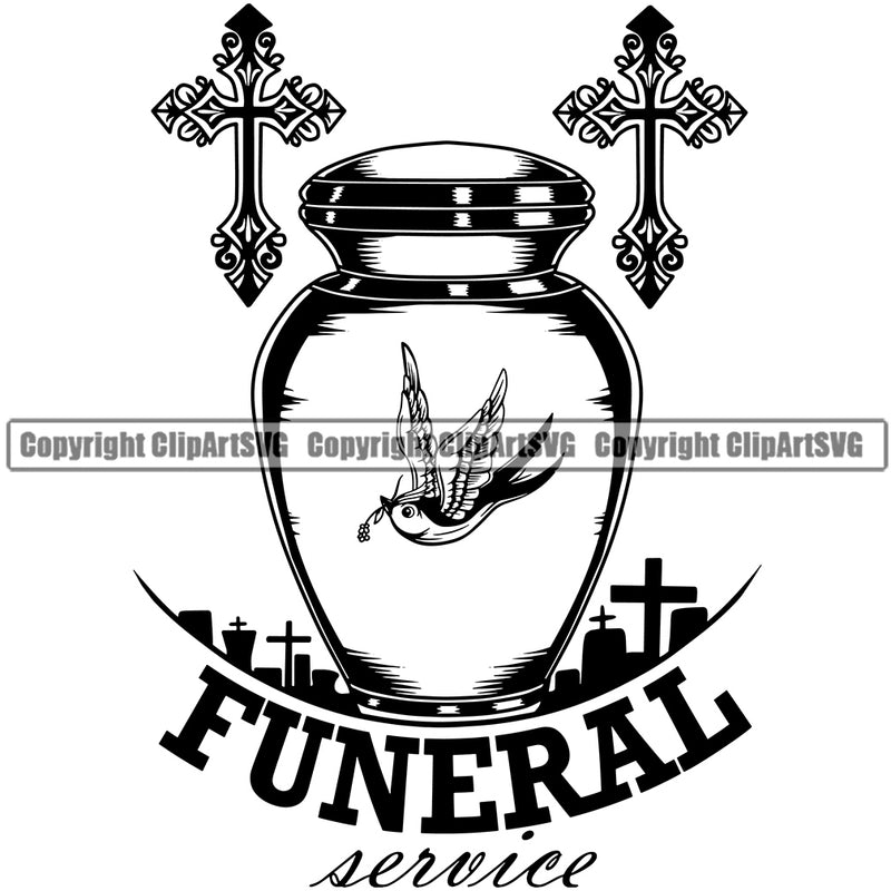 Funeral Service Mortuary Cross Design Element Science Funeral Burial Service Die Pass Away Cremate Cremation Death Morgue Autopsy Dead Body Corpse Cadaver Health Horror Design Logo Clipart SVG