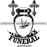 Funeral Service Mortuary Cross Design Element Science Funeral Burial Service Die Pass Away Cremate Cremation Death Morgue Autopsy Dead Body Corpse Cadaver Health Horror Design Logo Clipart SVG
