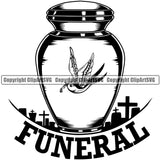Funeral Mortuary Bird Fly Urn Vector Design Element Science Funeral Burial Service Die Pass Away Cremate Cremation Death Morgue Autopsy Dead Body Corpse Cadaver Health Horror Logo Clipart SVG