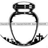 Mortuary Urn Logo Design Element White Background Science Funeral Burial Service Die Pass Away Cremate Cremation Death Morgue Autopsy Dead Body Corpse Cadaver Health Horror  Logo Clipart SVG