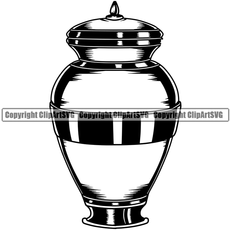 Mortuary Urn Cremation Jewelry Human Ashes Vector Design Element Science Funeral Burial Service Die Pass Away Cremate Cremation Death Morgue Autopsy Dead Body Corpse Cadaver Health Horror Logo Clipart SVG