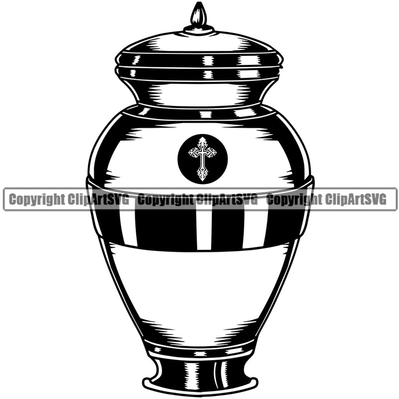 Mortuary Urn Box With Human Dust Funeral Design Element Science Funeral Burial Service Die Pass Away Cremate Cremation Death Morgue Autopsy Dead Body Corpse Cadaver Health Horror Logo Clipart SVG