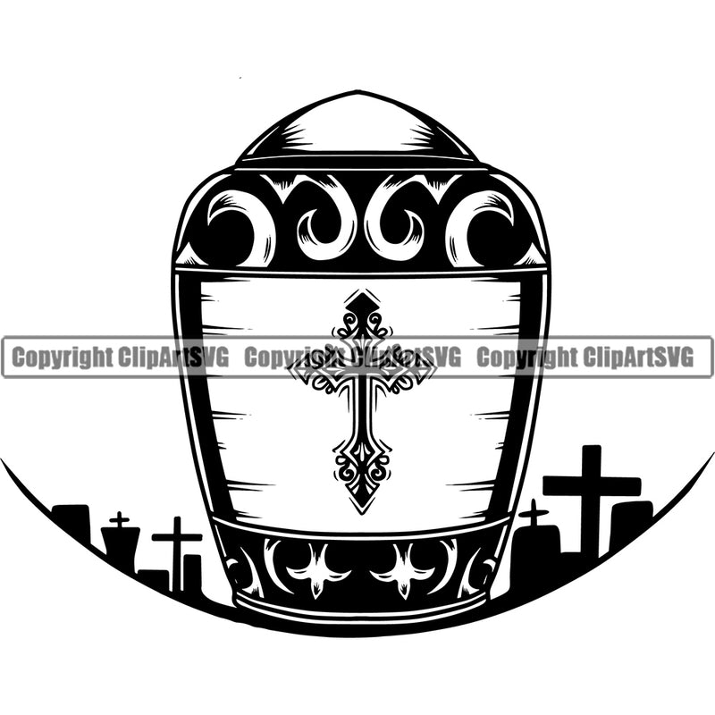 Mortuary Human Dust Urn Logo Design Element Science Funeral Burial Service Die Pass Away Cremate Cremation Corpse Cadaver Health Horror Death Morgue Autopsy Dead Body Clipart SVG