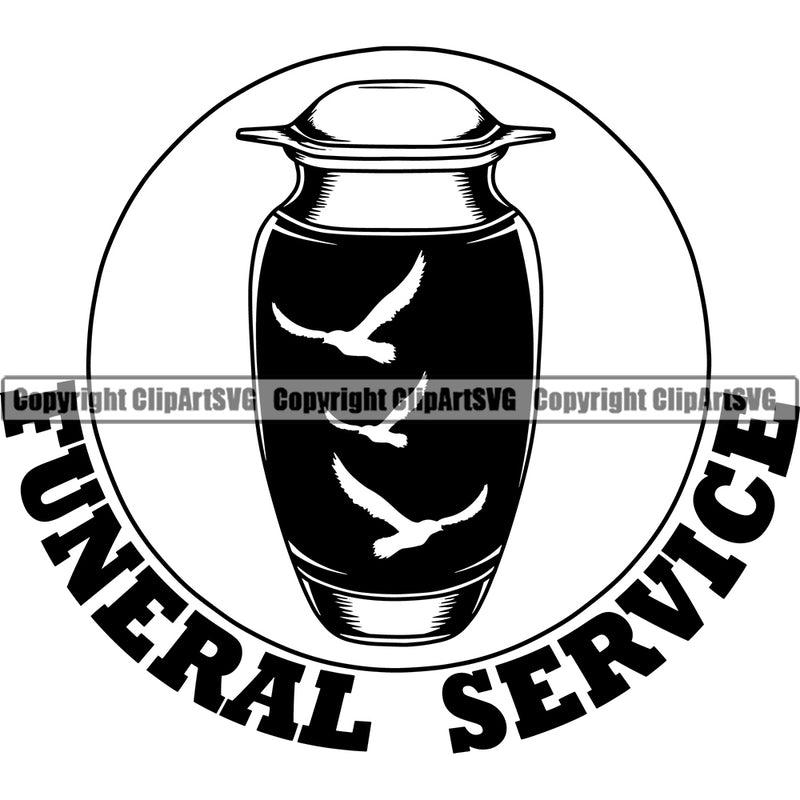 Funeral Service Quote Mortuary Human Dust Urn Logo Design Element Science Funeral Burial Service Die Pass Away Cremate Cremation Death Morgue Autopsy Dead Body Corpse Cadaver Health Horror  Logo Clipart SVG