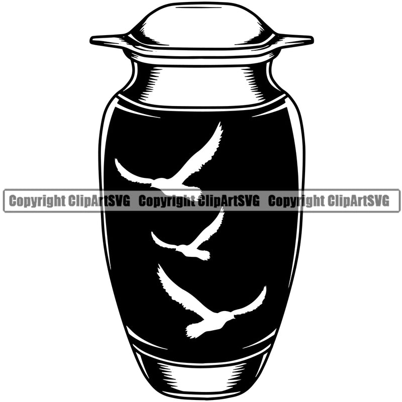 Human Dust Funeral Urn Vector Design Element Mortuary Science Funeral Burial Service Die Pass Away Cremate Cremation Death Morgue Autopsy Dead Body Corpse Cadaver Health Horror Logo Clipart SVG