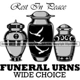 Rest In Peace Funeral Urns Wide Choice Quote Mortuary Urn Bird Logo Vector Design Element Science Funeral Burial Service Die Pass Away Cremate Cremation Death Morgue Autopsy Dead Body Corpse Cadaver Health Horror Logo Clipart SVG