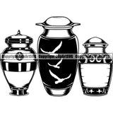 Mortuary Human Funeral Urn Vector Design Element Science Funeral Burial Service Die Autopsy Dead Body Corpse Cadaver Pass Away Cremate Cremation Death Morgue Health Horror Logo Clipart SVG