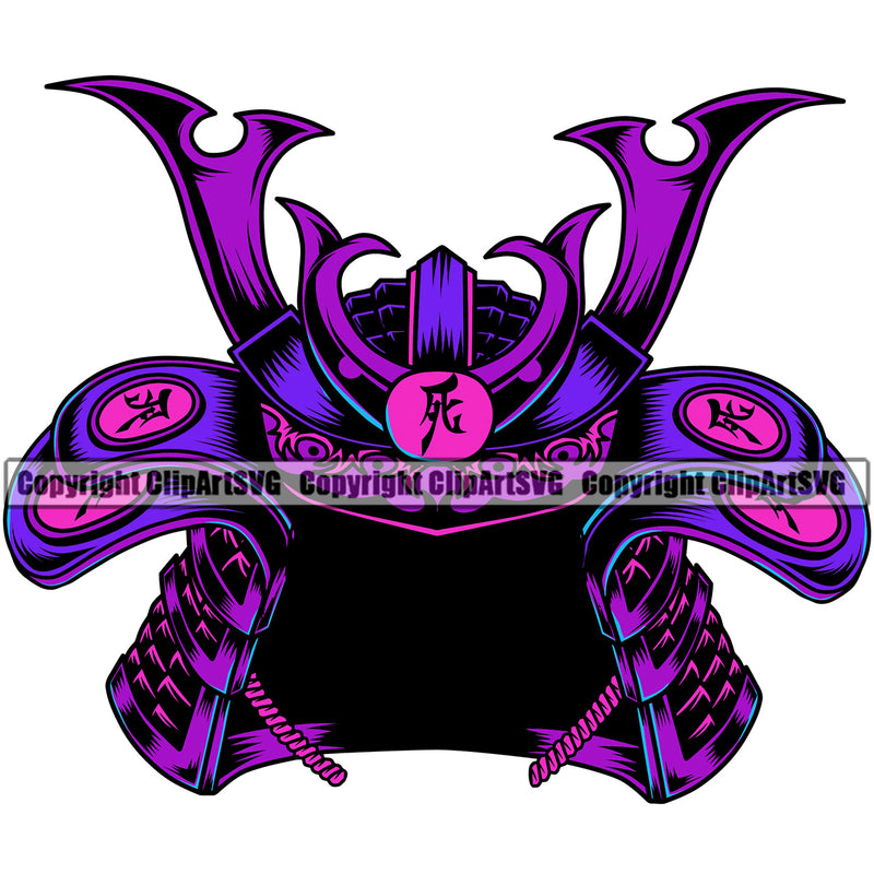 Ninja Samurai Helmet Color Design Element Warrior Sword Japanese Katana Asian White Background Culture Helmet Japan Traditional Mask Fighter Fantasy Head Demon Face Ninja Tattoo Art Logo Clipart SVG