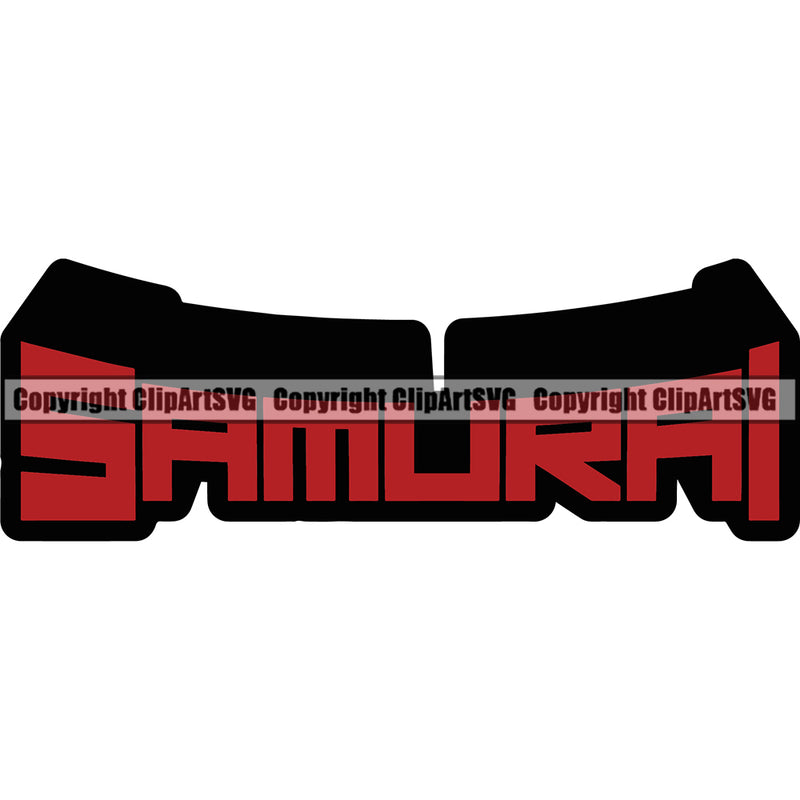 Samurai Red Color Quote White Background Design Element Warrior Sword Japanese Katana Asian Culture Helmet Japan Traditional Mask Fighter Fantasy Head Demon Face Ninja Tattoo Art Logo Clipart SVG