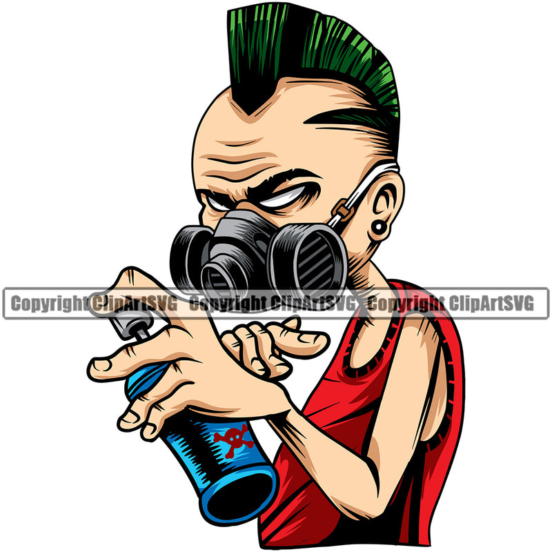Painting Painter Graffiti Artist Character Holding Color Spray Design Element Renovation Paint House Home Improvement Wall Room Painter Repair Renovating Service Work Worker Painter DIY Art Logo Clipart SVG