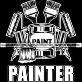 Painter White Quote Painting Equipment Vector Design Element Renovation Paint House Home Improvement Wall Room Painter Repair Renovating Black Background Service Work Worker Painter DIY Art Logo Clipart SVG