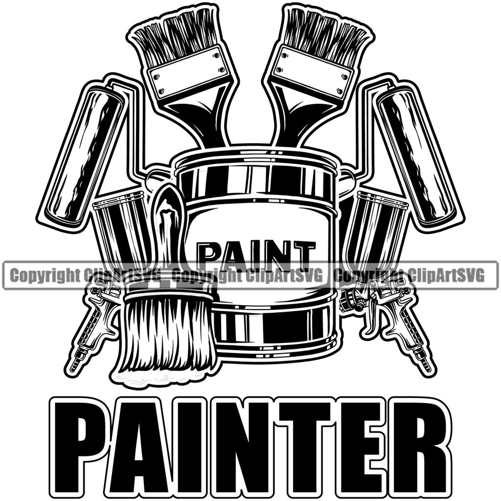 house painting clipart black and white