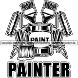 Black And White Painter Quote Painting Equipment Vector White Background Design Element Renovation Paint House Home Improvement Wall Room Painter Repair Renovating Service Work Worker Painter DIY Art Logo Clipart SVG