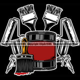Painting Renovation Paint Equipment Color Black Background Design Element House Home Improvement Wall Room Painter Repair Renovating Service Work Worker Painter DIY Art Logo Clipart SVG