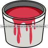 Painting Bucket Red Color Dripping Vector Design Element Renovation Paint House Home Improvement Wall Room Painter Repair Renovating Service White Background Work Worker Painter DIY Art Logo Clipart SVG