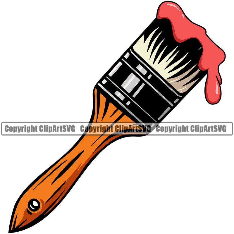 Painting Paint Brush Color Design Element Renovation Red Color Dripping White Background House Home Improvement Wall Room Painter Repair Renovating Service Work Worker Painter DIY Art Logo Clipart SVG