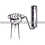 Black And White Design Paint Hand Holding Roller Vector Design Element Painting Renovation Paint House Home Improvement Wall Room Painter Repair Renovating Service Work Worker Painter DIY Art Logo Clipart SVG