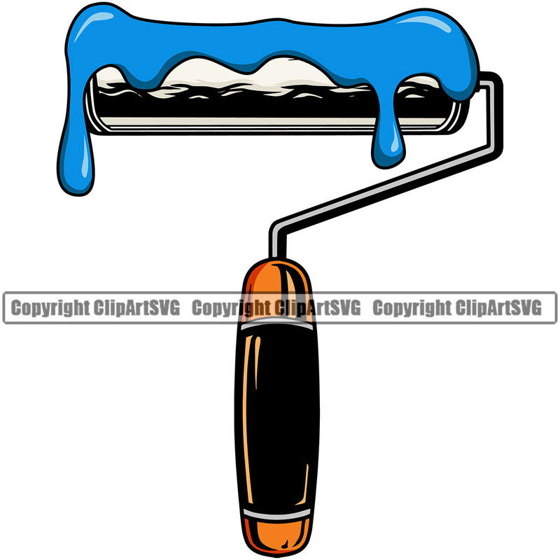 Painting Renovation Paint Roller Color Design Element White Background Blue Color Dripping Design House Home Improvement Wall Room Painter Repair Renovating Service Work Worker Painter DIY Art Logo Clipart SVG