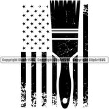 Black And White Color Painting Renovation Paint Brush On USA Flag United Flag Design Element House Home Improvement Wall Room Painter Repair Renovating Service Work Worker Painter DIY Art Logo Clipart SVG