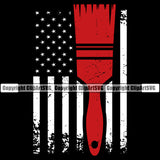 Painting Renovation Paint Brush On USA Flag United Flag Black Background Design Element House Home Improvement Wall Room Painter Repair Renovating Service Work Worker Painter DIY Art Logo Clipart SVG