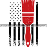 Painting Renovation Paint Red Color Brush On USA Flag United State Design Element House Home Improvement Wall Room Painter Repair Renovating Service Work Worker Painter DIY Art Logo Clipart SVG