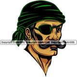 Pirate One Eye Close And Wearing Band Vector Design Element White Background Sports Mascot Sea Ship Ocean Sail Boat Flag Island Skull Captain Treasure Sailor Piracy Buccaneer Thief Art Logo Clipart SVG