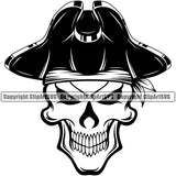 Skull Skeleton Head Black And White Smile Face BW Pirate Sports Mascot Sea Ship Ocean Sail Boat Flag Island Skull Captain Treasure Sailor Piracy Buccaneer Thief Art Logo Clipart SVG