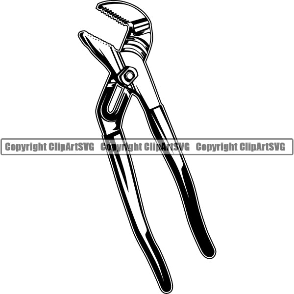 Tongue And Groove Pliers Plumber Pipe Service Repair Plumbing Work Kitchen Professional Tool Repairman Handyman Equipment Drain House Water Maintenance Bathroom Clipart SVG