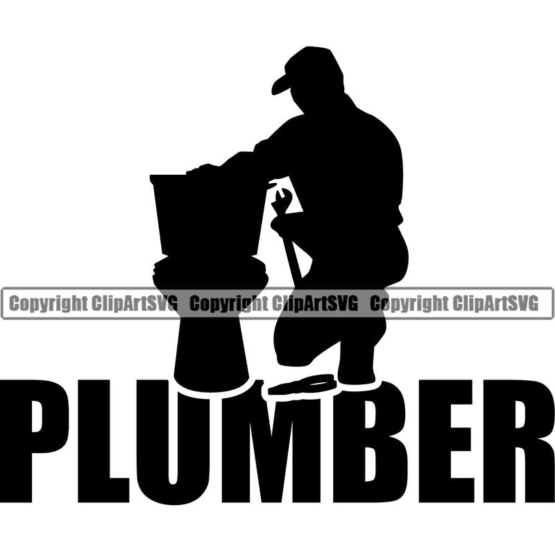 Plumber Quote Silhouette Man Design Element Pipe Service Repair Plumbing Work Kitchen Professional White Background Tool Repairman Handyman Equipment Drain House Water Maintenance Bathroom Clipart SVG