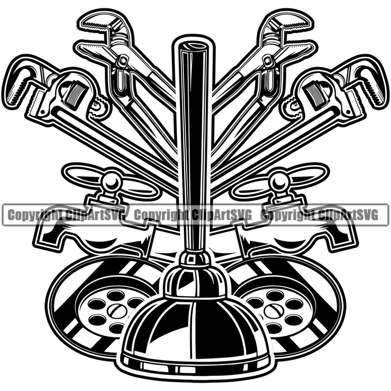 Plumber Life Quote Pipe Service Repair Plumbing Work Kitchen Professional Tool Set Design Element Repairman Handyman Equipment Drain House Water Maintenance Bathroom Clipart SVG