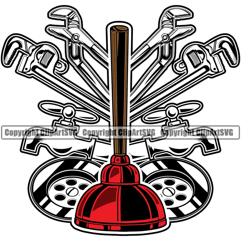 Plumber Pipe Repair Service Tool Plumbing Work Kitchen Professional White Background Repairman Handyman Equipment Drain House Water Maintenance Bathroom Clipart SVG