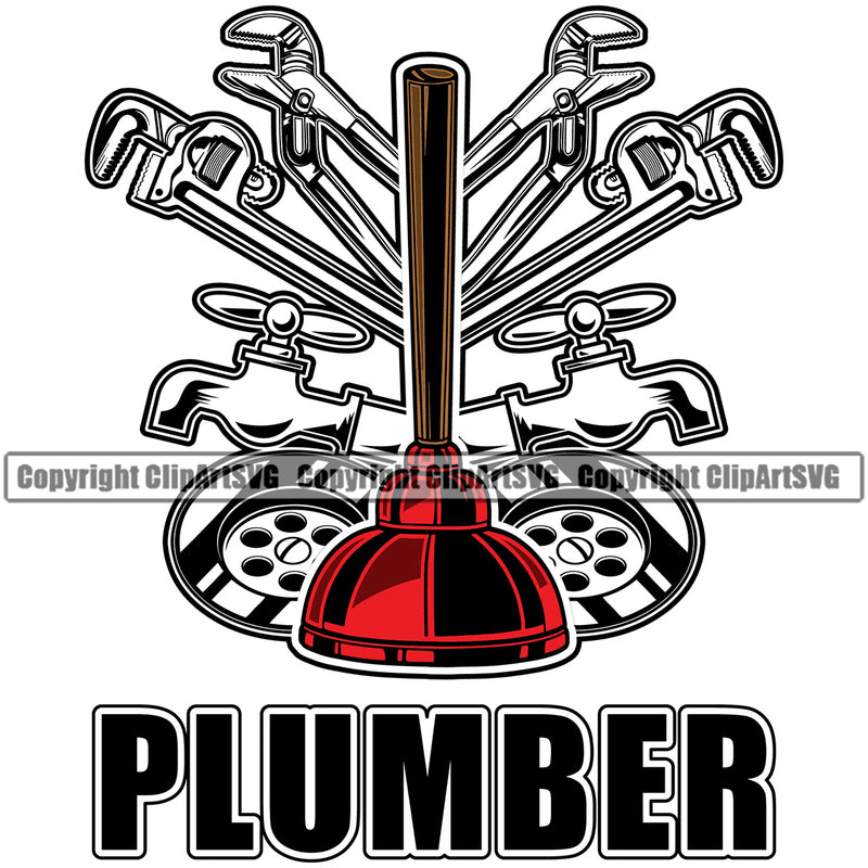 Plumber Quote Pipe Repair Service Tool Color Design Element Plumbing Drain House Water Work Kitchen Professional Tool Repairman Handyman Equipment Bathroom Clipart SVG