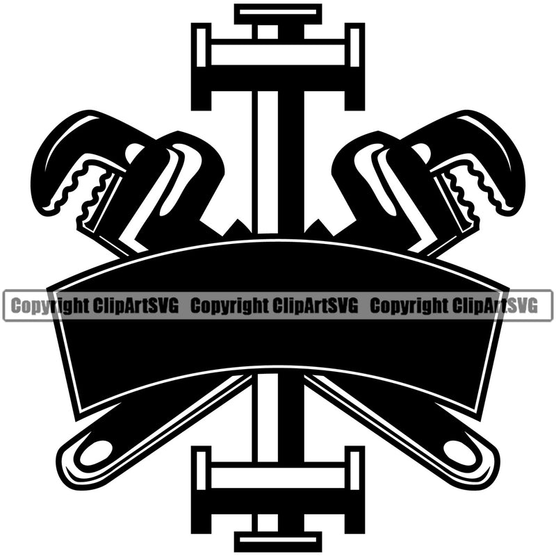 Crossed Plumber Pipe Wrench Color Vector Repair Service Plumbing Work Kitchen Professional Tool Repairman Handyman Equipment Drain House Water Maintenance Bathroom Clipart SVG