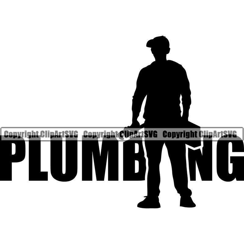 Plumbing Quote Plumber Silhouetted Pipe Repair Service White Background Design Element Plumbing Work Kitchen Professional Tool Repairman Handyman Equipment Drain House Water Maintenance Bathroom Clipart SVG