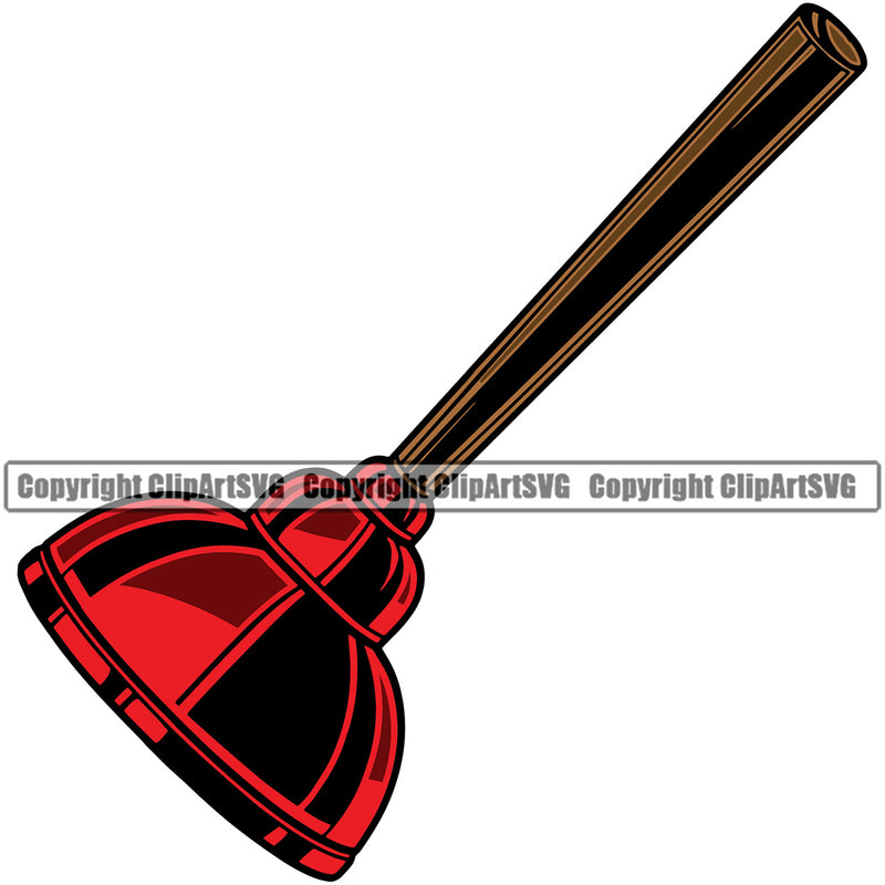Plumber Plunger Color Pipe Repair Service White Background Design Element Plumbing Work Kitchen Professional Tool Repairman Handyman Equipment Drain House Water Maintenance Bathroom Clipart SVG