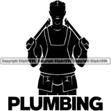 Plumbing Quote Plumber Man Standing Silhouette Pipe Repair Service Work Kitchen Vector Tool Repairman Handyman Equipment Drain House Water Maintenance Bathroom Clipart SVG