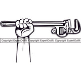 Plumber Hand Holding Wrench Vector Pipe Repair Service Design Element Plumbing Work Kitchen Professional Tool Repairman Handyman Equipment Drain House Water Maintenance Bathroom Clipart SVG