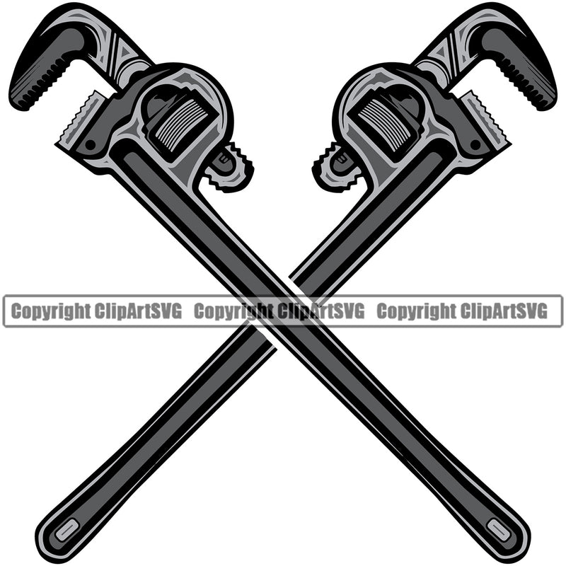 Crossed Wrench Design Plumber Pipe Repair Service Plumbing Work White Background Kitchen Professional Tool Repairman Handyman Equipment Drain House Water Maintenance Bathroom Clipart SVG