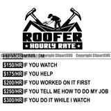 Roofer Hourly Rate Quote White Background Design Element Roofing Roofer Roof Home House Residential Construction Architecture Building Rooftop Work Repair Worker Builder Company Business Logo Clipart SVG
