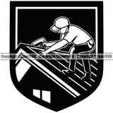 Roofing Roofer Roof Logo Vector Design Element White Background Home House Residential Construction Architecture Building Rooftop Work Repair Worker Builder Company Business Logo Clipart SVG