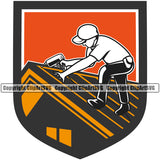 Roofing Roofer Roof Home Roofer Logo Vector Design Element House Residential Construction Architecture Building Rooftop Work Repair Worker Builder Company Business Logo Clipart SVG