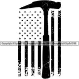 Roofing Roofer Roof Hammer On USA Flag United State Vector Design Element Home House Residential Construction Architecture Building Rooftop Work Repair Worker Builder Company Business Logo Clipart SVG