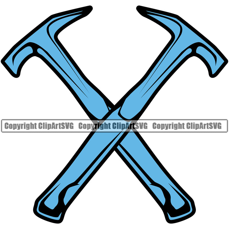 Roofing Hammer Color Crossed Vector Design Element Roofer Roof Home House Residential Construction Architecture Building Rooftop Work Repair Worker Builder Company Business Logo Clipart SVG